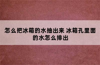 怎么把冰箱的水抽出来 冰箱孔里面的水怎么排出